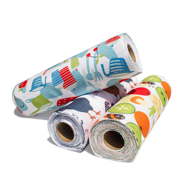 Rotoli per strappi da cucina stampati con logo personalizzato in tessuto assorbente usa e getta - JUHAO