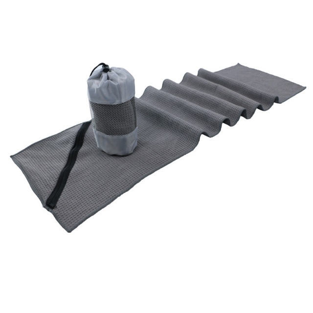 Toalha de gin&aacute;stica waffle de microfibra com bolso com z&iacute;per - JUHAO
