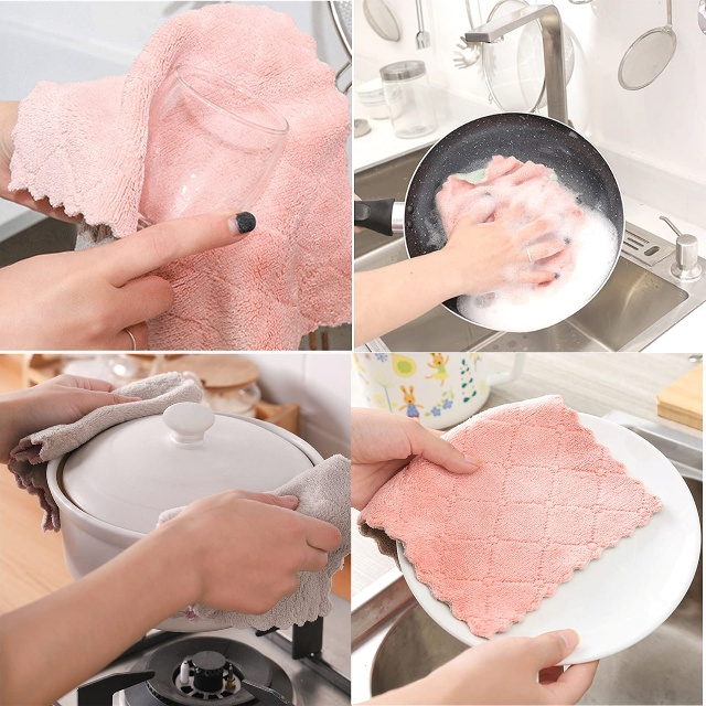 Panos de limpeza de cozinha em microfibra coral veludo - JUHAO