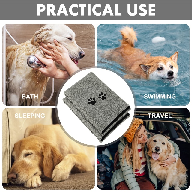 Toalla de secado de lana de coral de microfibra para perros y gatos - JUHAO