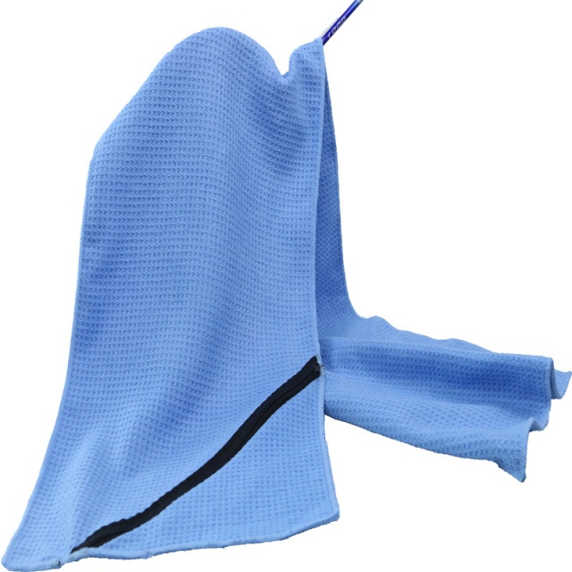 Toalha de gin&aacute;stica waffle de microfibra com bolso com z&iacute;per - JUHAO