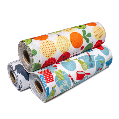 رولات تمزيق المطبخ مطبوعة بشعار مخصص من القماش الماص القابل للتصرف - JUHAO